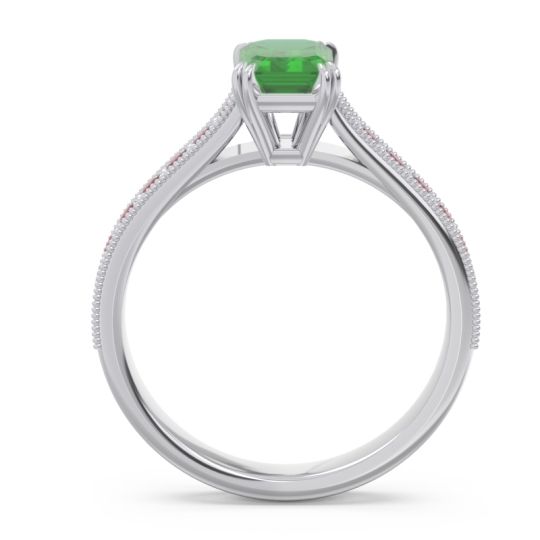 Pave Milgrain Emerald Cut Druna Ring