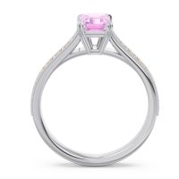 Pave Milgrain Emerald Cut Druna Ring