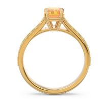 Pave Milgrain Emerald Cut Druna Ring