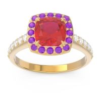 Halo Pave Cushion Kamatha Ring