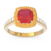 Halo Pave Cushion Kamatha Ring