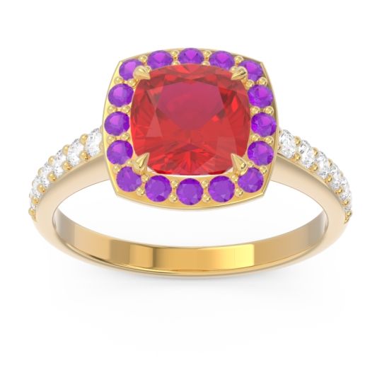 Halo Pave Cushion Kamatha Ring