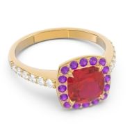 Halo Pave Cushion Kamatha Ring