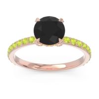 Black Onyx Ring In 14K Rose Gold With Citrine And Peridot Mayurari Round Classic Ring