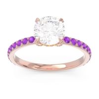 Diamond Ring In 14K Rose Gold With Citrine And Amethyst Mayurari Round Classic Ring