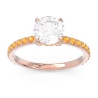 Diamond Ring In 14K Rose Gold With Citrine Mayurari Round Classic Ring
