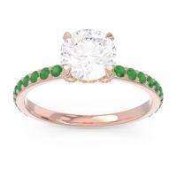 Diamond Ring In 14K Rose Gold With Citrine And Emerald Mayurari Round Classic Ring