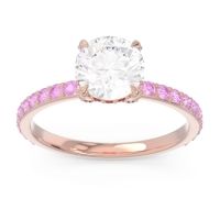 Diamond Ring In 14K Rose Gold With Garnet And Pink Tourmaline Mayurari Round Classic Ring