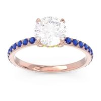 Diamond Ring In 18K Rose Gold With Peridot And Blue Sapphire Mayurari Round Classic Ring