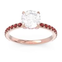 Diamond Ring In 18K Rose Gold With Pink Tourmaline And Garnet Mayurari Round Classic Ring