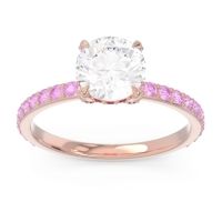 Diamond Ring In 18K Rose Gold With Ruby And Pink Tourmaline Mayurari Round Classic Ring