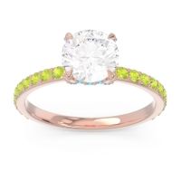 Diamond Ring In 18K Rose Gold With Swiss Blue Topaz And Peridot Mayurari Round Classic Ring