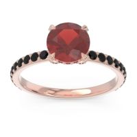 Garnet Ring In 14K Rose Gold With Black Onyx Mayurari Round Classic Ring