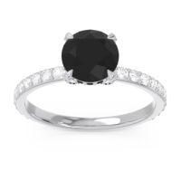 Black Onyx Ring In 14k White Gold With Lab Diamond Mayurari Round Classic Ring