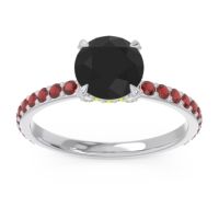 Black Onyx Ring In 14k White Gold With Peridot And Garnet Mayurari Round Classic Ring