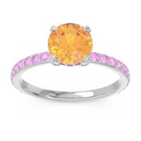 Citrine Ring In 14k White Gold With Amethyst And Pink Tourmaline Mayurari Round Classic Ring
