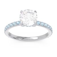 Diamond Ring In 14k White Gold With Aquamarine Mayurari Round Classic Ring