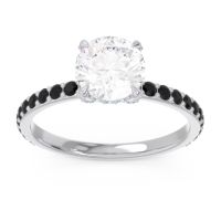 Diamond Ring In 18k White Gold With Aquamarine And Black Onyx Mayurari Round Classic Ring