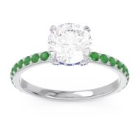 Diamond Ring In Palladium With Blue Sapphire And Emerald Mayurari Round Classic Ring