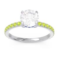Diamond Ring In Palladium With Blue Sapphire And Peridot Mayurari Round Classic Ring