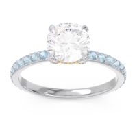 Diamond Ring In Palladium With Citrine And Aquamarine Mayurari Round Classic Ring
