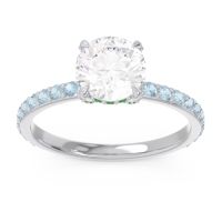 Diamond Ring In Palladium With Emerald And Aquamarine Mayurari Round Classic Ring