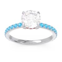 Diamond Ring In Palladium With Garnet And Swiss Blue Topaz Mayurari Round Classic Ring