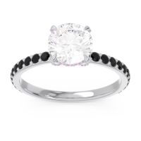 Diamond Ring In Palladium With Pink Tourmaline And Black Onyx Mayurari Round Classic Ring