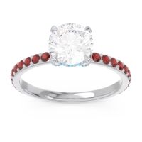 Diamond Ring In Palladium With Swiss Blue Topaz And Garnet Mayurari Round Classic Ring