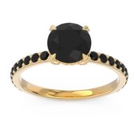 Black Onyx Ring In 14k Yellow Gold With Citrine Mayurari Round Classic Ring