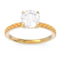 Diamond Ring In 14k Yellow Gold With Citrine Mayurari Round Classic Ring