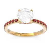 Diamond Ring In 14k Yellow Gold With Garnet Mayurari Round Classic Ring