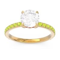 Diamond Ring In 14k Yellow Gold With Garnet And Peridot Mayurari Round Classic Ring