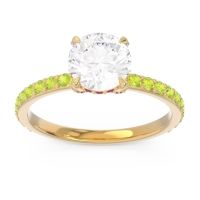 Diamond Ring In 18k Yellow Gold With Ruby And Peridot Mayurari Round Classic Ring