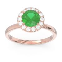 Emerald Ring In 14K Rose Gold With Diamond And Peridot Sthala Round Halo Ring