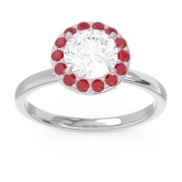 Lab Diamond Ring In Palladium With Ruby And Emerald Sthala Round Halo Ring