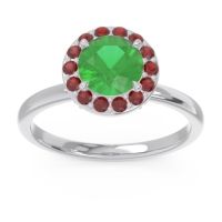 Emerald Engagement Ring In Palladium With Garnet And Diamond - Sthala Round Halo Ring