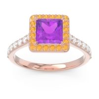 Halo Pave Princess Caturazra Ring