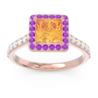 Halo Pave Princess Caturazra Ring