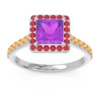 Halo Pave Princess Caturazra Ring