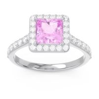 Pink Tourmaline Ring In Palladium With Diamond And Lab Diamond Caturazra Princess Halo Ring