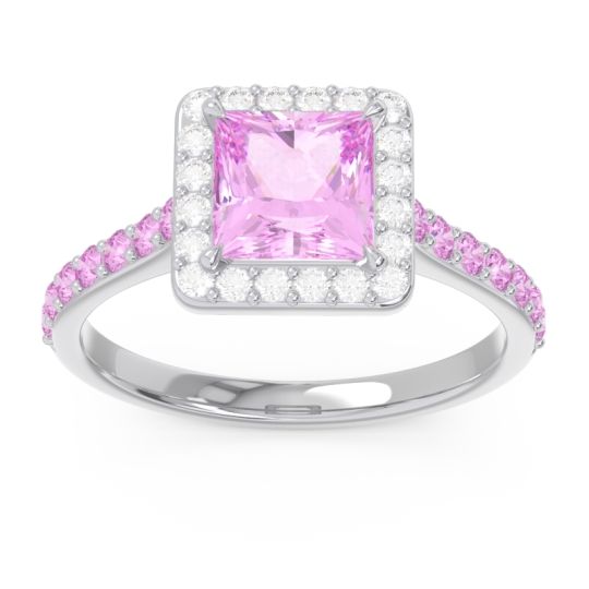 Halo Pave Princess Caturazra Ring