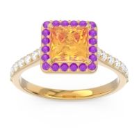 Halo Pave Princess Caturazra Ring