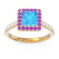 Halo Pave Princess Caturazra Ring