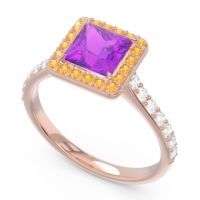 Halo Pave Princess Caturazra Ring
