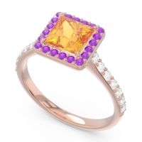 Halo Pave Princess Caturazra Ring