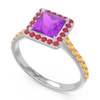 Halo Pave Princess Caturazra Ring