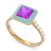 Halo Pave Princess Caturazra Ring