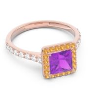 Halo Pave Princess Caturazra Ring