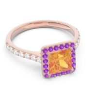 Halo Pave Princess Caturazra Ring